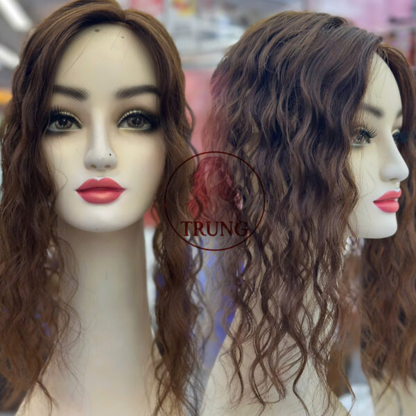 mái giả xoăn hippie che đỉnh tóc thưa