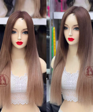 tóc giả siêu da đầu 60cm ombre